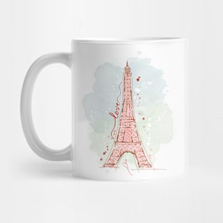 Watercolor Sketchy Doodle Eiffel Tower Mug